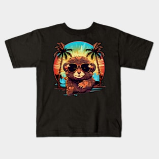 Retro Wave Brown Hamster Kids T-Shirt